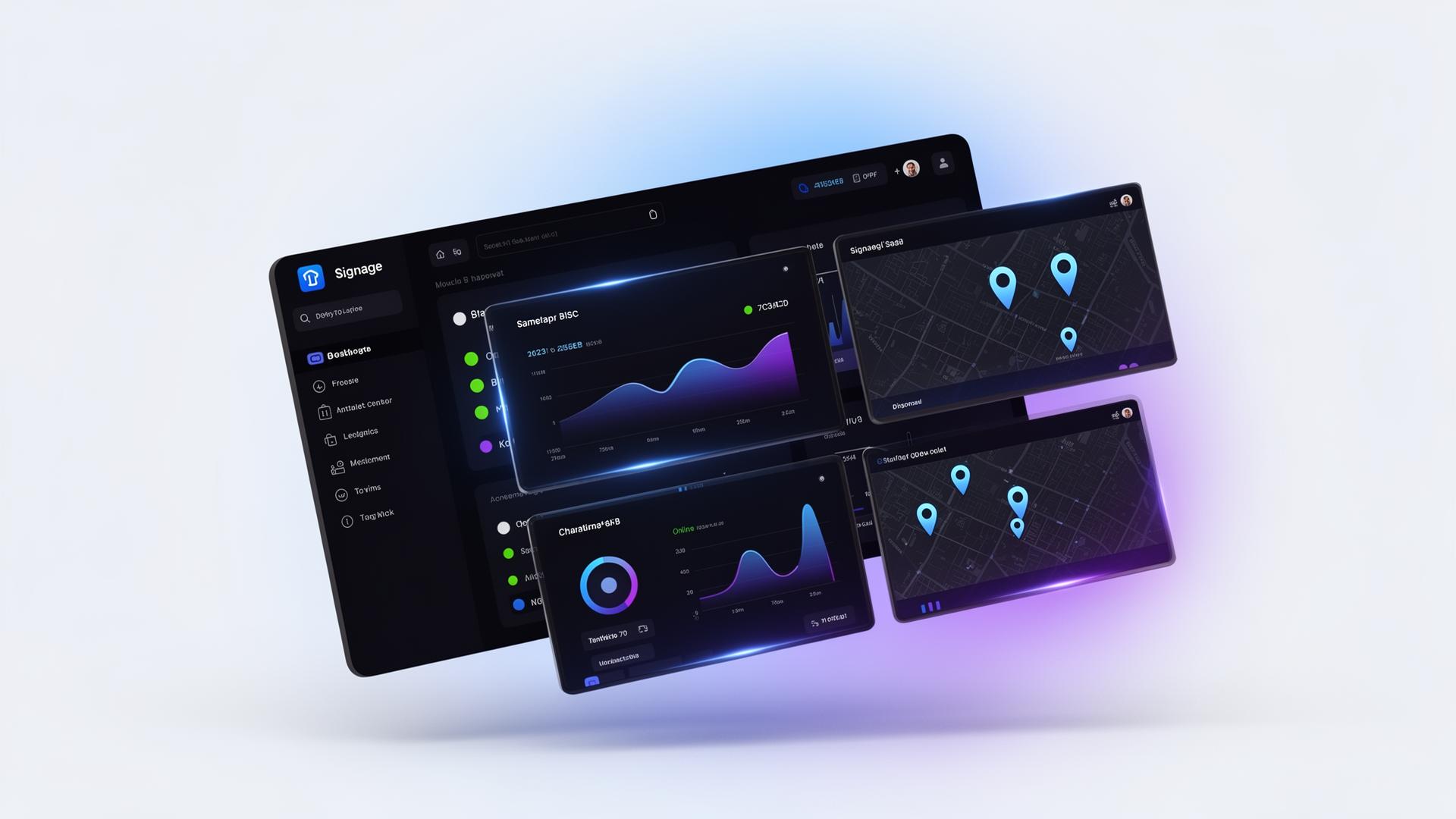 Painel da Dispify exibindo várias telas conectadas
